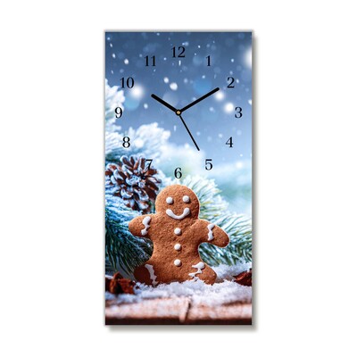 Glass Wall Clock Gingerbread Christmas holidays Snow