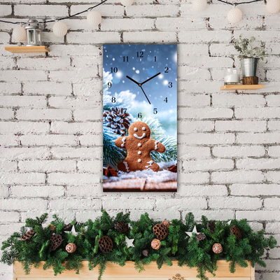 Glass Wall Clock Gingerbread Christmas holidays Snow