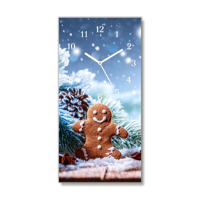 Glass Wall Clock Gingerbread Christmas holidays Snow