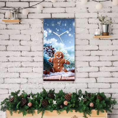 Glass Wall Clock Gingerbread Christmas holidays Snow