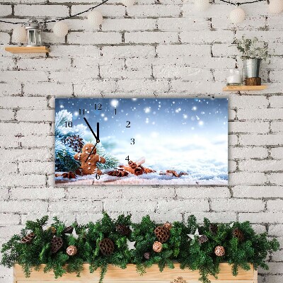 Glass Wall Clock Gingerbread Christmas holidays Snow