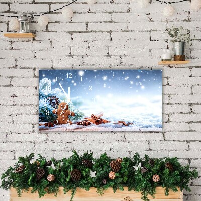 Glass Wall Clock Gingerbread Christmas holidays Snow