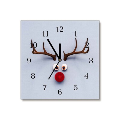 Glass Kitchen Clock Holy reindeer Rudolf