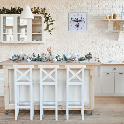Glass Kitchen Clock Holy reindeer Rudolf