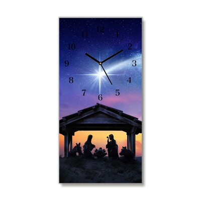 Glass Kitchen Clock Stable Christmas Jesus