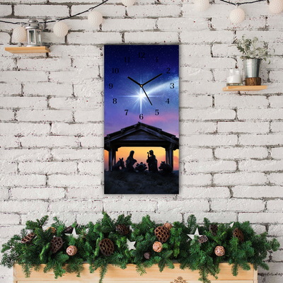 Glass Kitchen Clock Stable Christmas Jesus