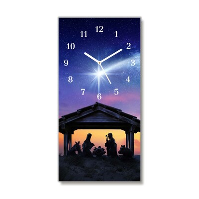 Glass Kitchen Clock Stable Christmas Jesus