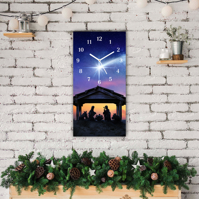 Glass Kitchen Clock Stable Christmas Jesus