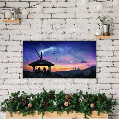 Glass Kitchen Clock Stable Christmas Jesus