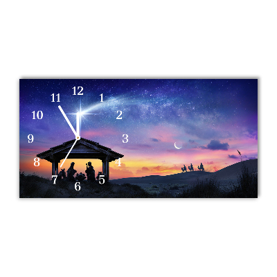 Glass Kitchen Clock Stable Christmas Jesus