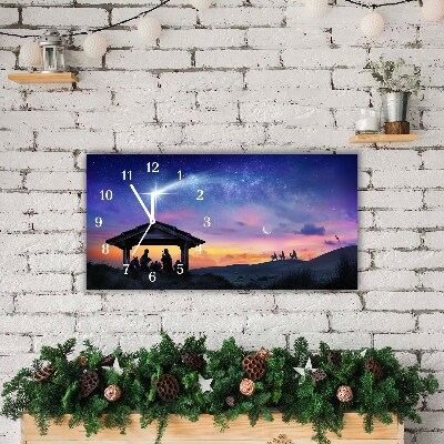 Glass Kitchen Clock Stable Christmas Jesus