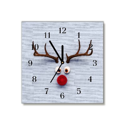 Glass Kitchen Clock Square Holy reindeer Rudolf