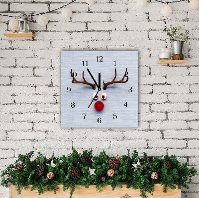 Glass Kitchen Clock Square Holy reindeer Rudolf