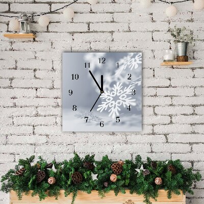 Glass Wall Clock Square Snowflake Christmas Decoration
