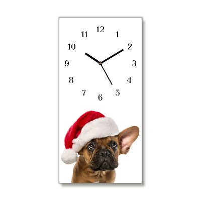 Glass Wall Clock Bulldog Dog Christmas