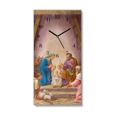 Glass Wall Clock Stable Christmas Jesus