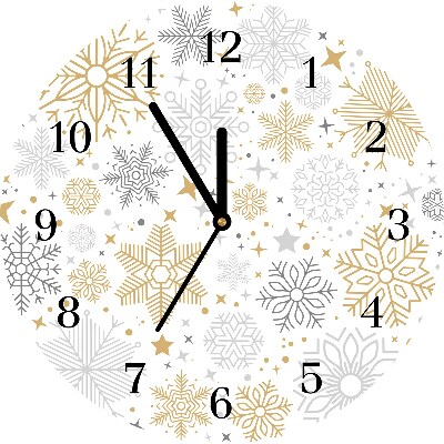Glass Kitchen Clock Snowflakes Christmas Winter