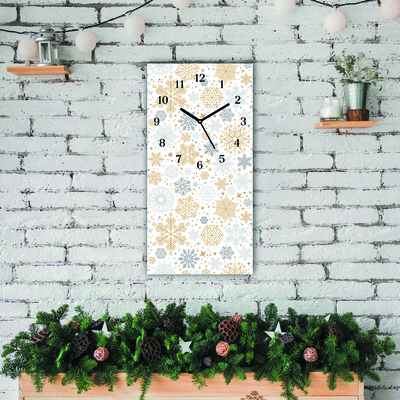 Glass Kitchen Clock Snowflakes Christmas Winter