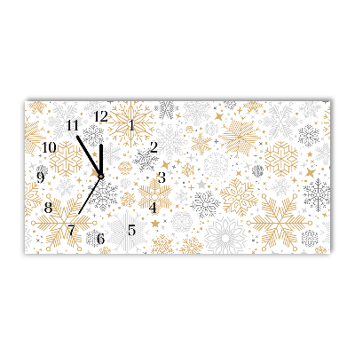 Glass Kitchen Clock Snowflakes Christmas Winter
