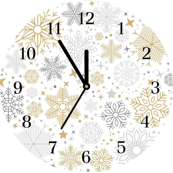 Glass Kitchen Clock Snowflakes Christmas Winter