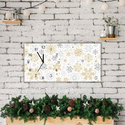 Glass Kitchen Clock Snowflakes Christmas Winter