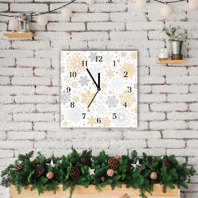Glass Kitchen Clock Snowflakes Christmas Winter