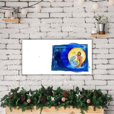 Glass Kitchen Clock Horizontal Abstraction Holy Family Winter