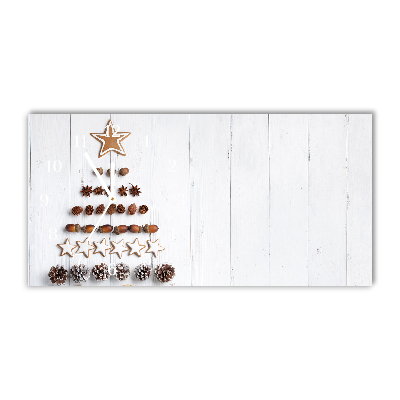 Glass Kitchen Clock Horizontal Gingerbread Christmas tree ornaments