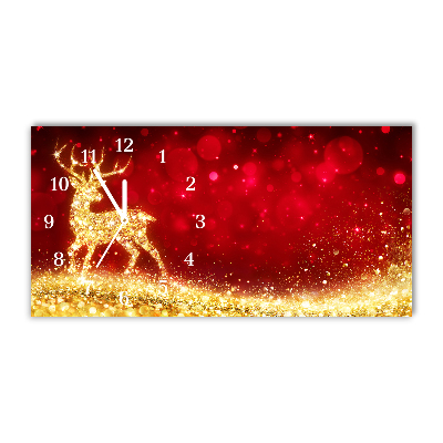Glass Kitchen Clock Horizontal Golden Reindeer Christmas Decoration
