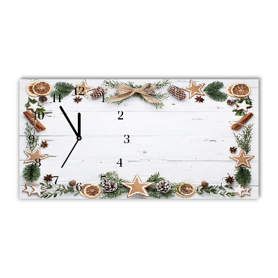 Glass Wall Clock Horizontal Christmas Holiday Gingerbread