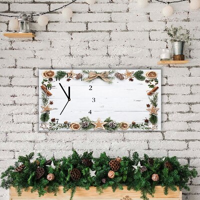 Glass Wall Clock Horizontal Christmas Holiday Gingerbread