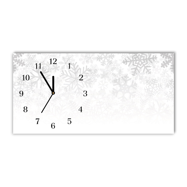 Glass Kitchen Clock Horizontal Winter Snow Snowflakes