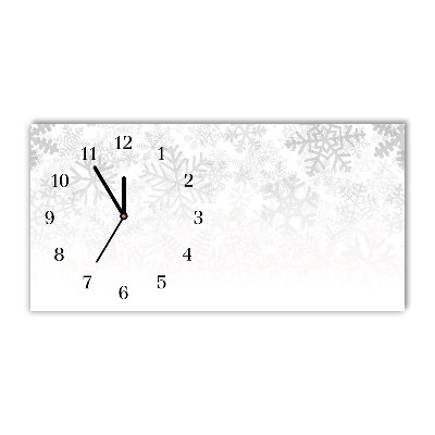 Glass Kitchen Clock Horizontal Winter Snow Snowflakes
