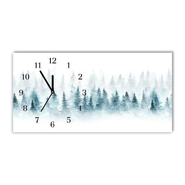 Glass Kitchen Clock Horizontal Forest Christmas tree Christmas Snow