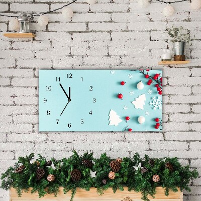 Glass Kitchen Clock Horizontal Snowflakes Christmas Ornaments