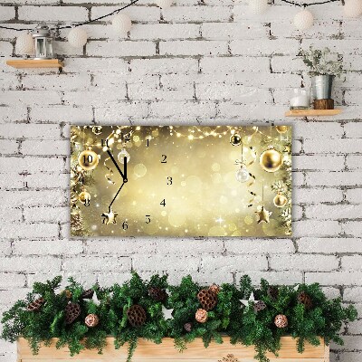 Glass Wall Clock Horizontal Gold Christmas Holiday Decorations