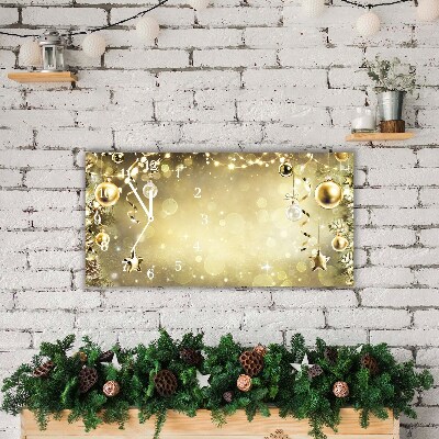 Glass Wall Clock Horizontal Gold Christmas Holiday Decorations