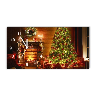 Glass Kitchen Clock Horizontal Christmas Fireplace Christmas Gift