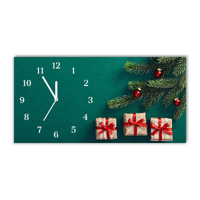 Glass Wall Clock Horizontal Winter Holiday Christmas Gifts