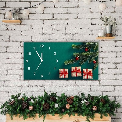 Glass Wall Clock Horizontal Winter Holiday Christmas Gifts