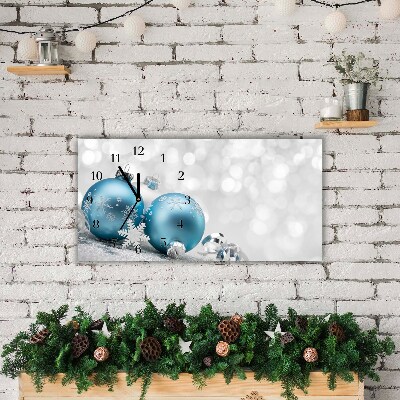 Glass Kitchen Clock Horizontal Baubles Winter Holiday Decorations