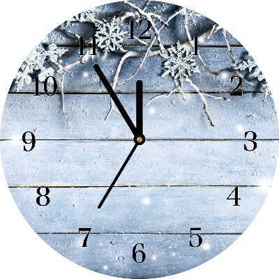 Glass Kitchen Clock Holy Snowflakes Winter Frost