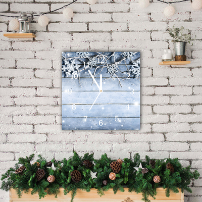 Glass Kitchen Clock Holy Snowflakes Winter Frost
