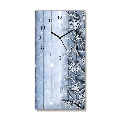 Glass Kitchen Clock Holy Snowflakes Winter Frost