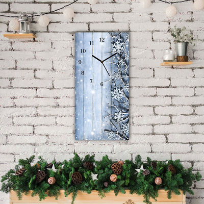 Glass Kitchen Clock Holy Snowflakes Winter Frost