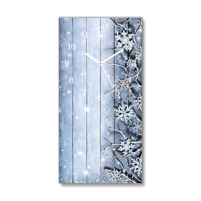 Glass Kitchen Clock Holy Snowflakes Winter Frost