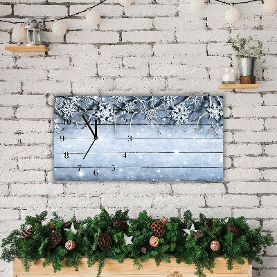 Glass Kitchen Clock Holy Snowflakes Winter Frost