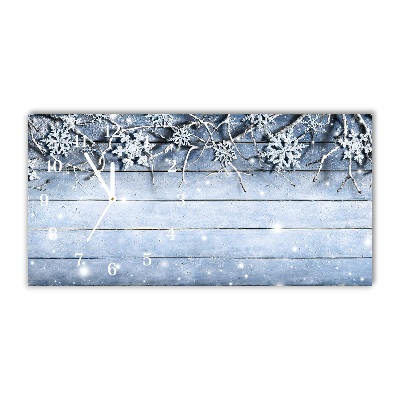 Glass Kitchen Clock Holy Snowflakes Winter Frost