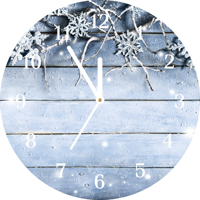 Glass Kitchen Clock Holy Snowflakes Winter Frost