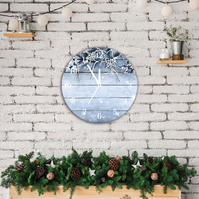 Glass Kitchen Clock Holy Snowflakes Winter Frost